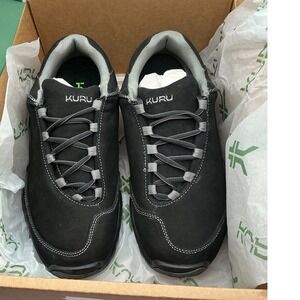 Kuru Quantum Mens Walking Shoes‎ Black Nubuck Leather Sneakers 12.5 Wide